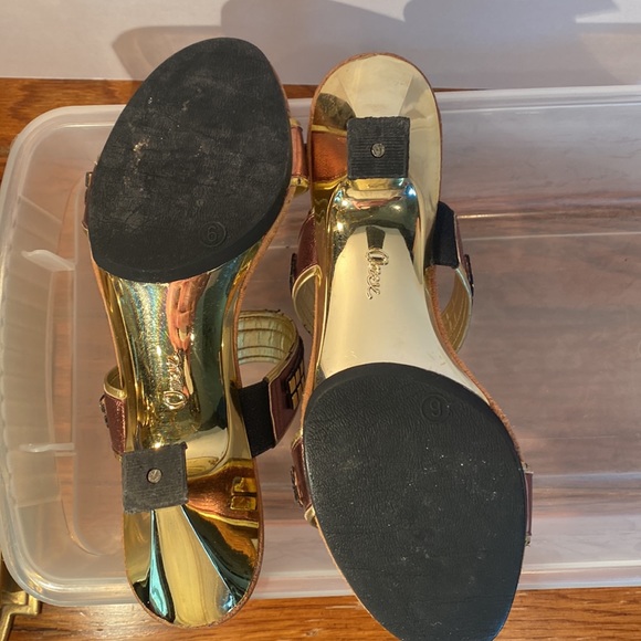 Onex Two-Strap Heels with Bronze Studded Accents - Picture 5 of 7